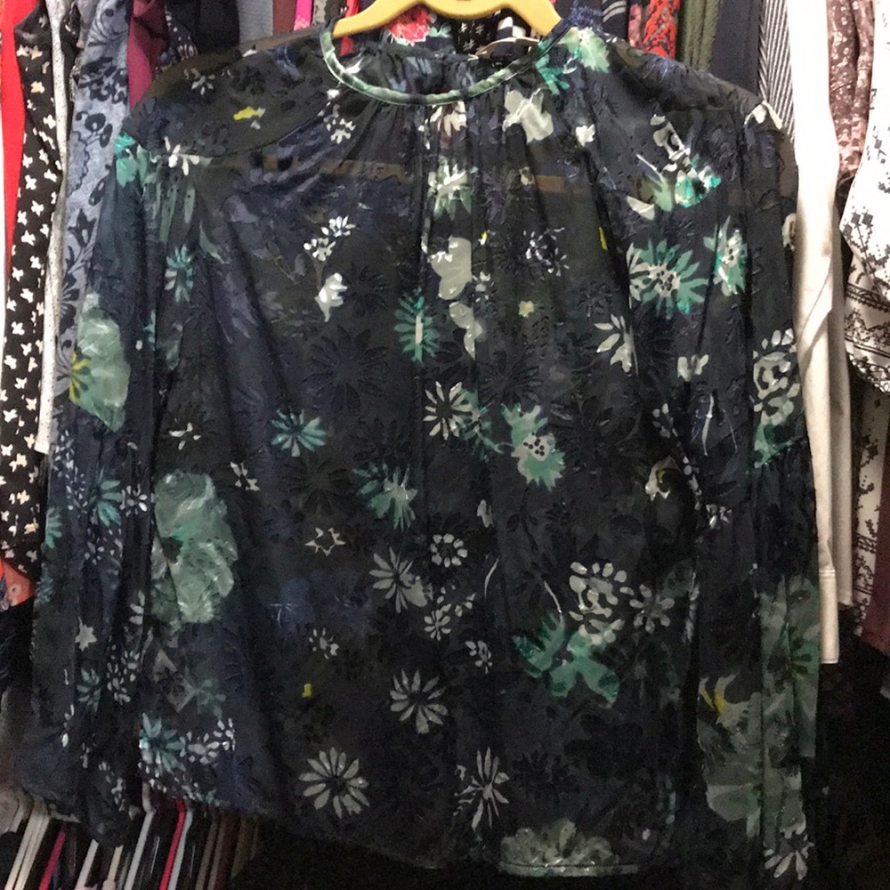 Loft sheer blouse bell sleeves xsp